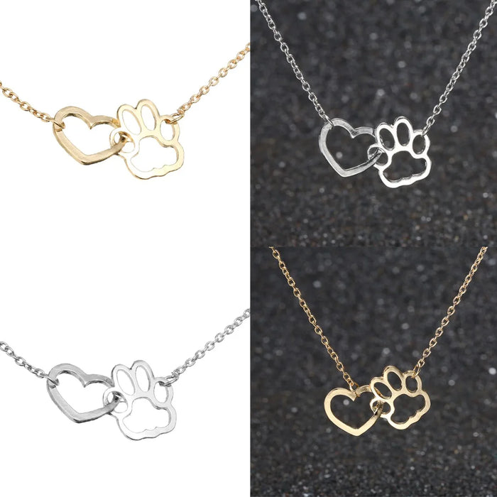 Hollow Pet Paw Footprint Necklace