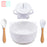 4PC/Set Silicone Baby Feeding Set Solid Color Panda Suction Tableware Wooden Fork Spoon Baby Feeding Cups BPA Free Baby Products