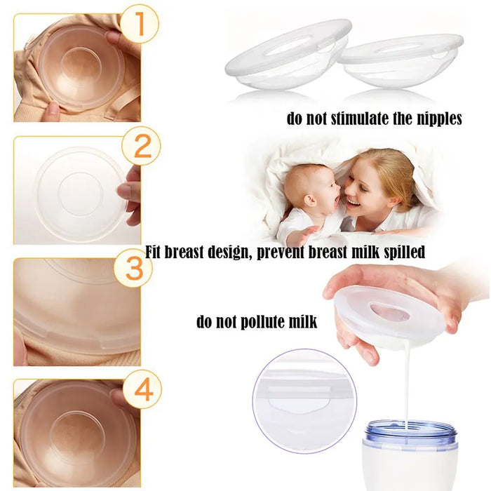 2pc Silica Gel Collection Cover Baby Feeding Breast Milk Collector Soft Postpartum Nipple Suction Container Reusable Nursing Pad