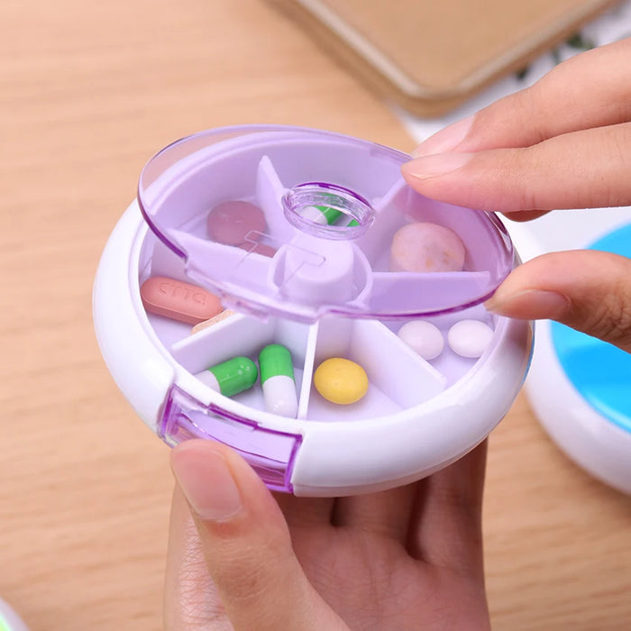 1PC Weekly Rotating Pill Box Travel Pill Case Splitter Pill Organizer Medicine Box 7 Lattices Pill Container Medicine Dispenser