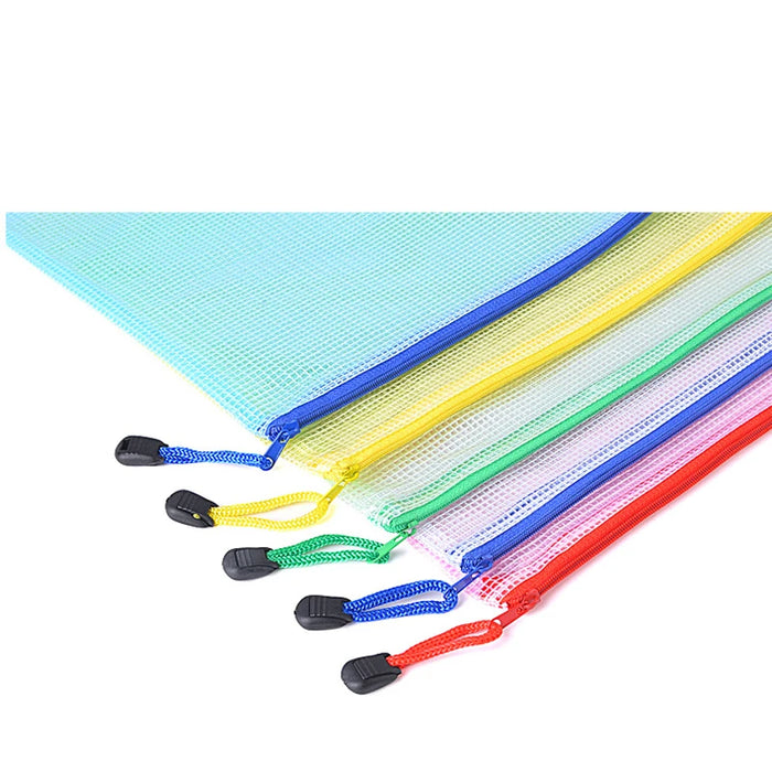 6pcs/Set Gridding Waterproof Zip Bag A3 A4 A5 A6 Transparent Document Bag Pen Filing Products Pocket Folder Office School Supply