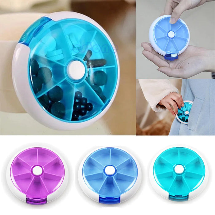 Weekly Rotating Pill Box Travel Pill Case Splitter Pill Organizer Medicine Box 7 Day Pill Cutter Tablet Container Pastillero