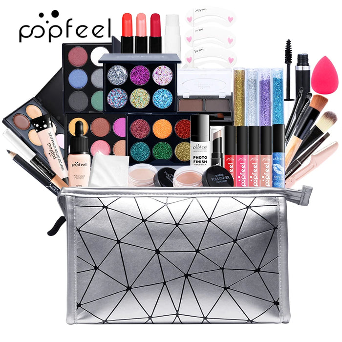 POPFEEL 8-56Pcs Makeup Set Full Professional Makeup Kit Eyeshadow Blush Foundation Face Powder Makeup Case Korean Cosmetic