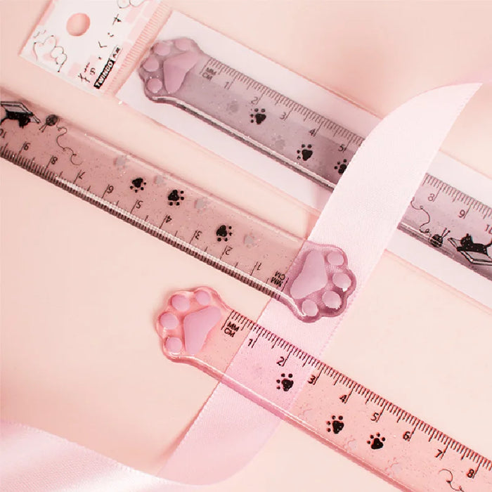 Cute Cat Paw Plastic Straight Rulers Kawaii School Office Supplies Planner Accessories Student Prize Drawing tools