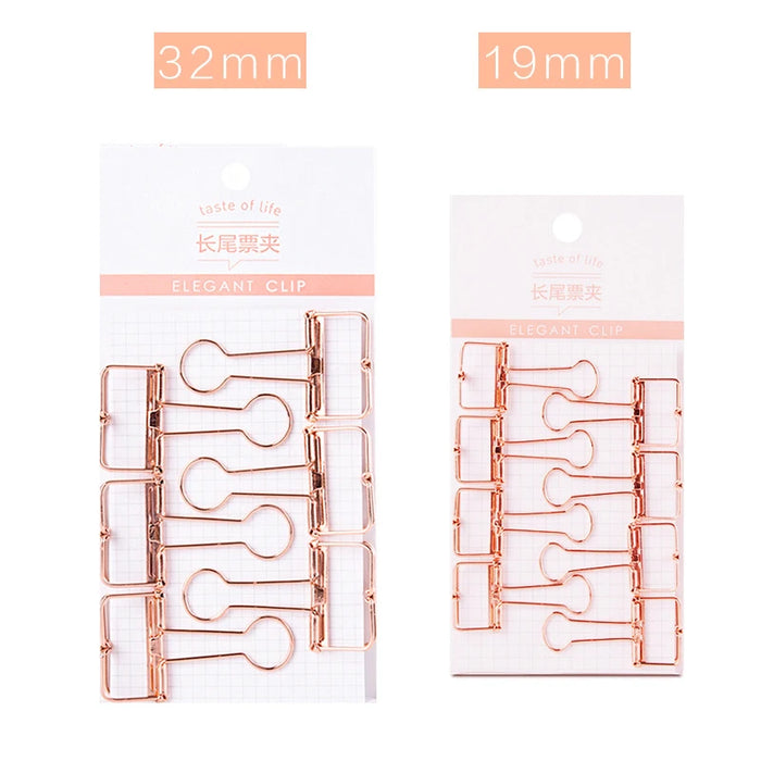 6/8 Pcs/Set Rose Gold Paper Clips Metal Hollowed Binder Clip Office School Supply File Organizer Creative Stationery Gifts