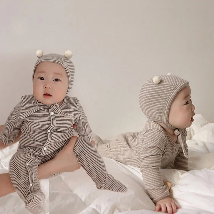 0-24M Newborn Kid Baby Boys Girls Winter Clothes Long Sleeve Striped Cotton Romper Cute Sweet Jumpsuit Baby Clothing Outfit