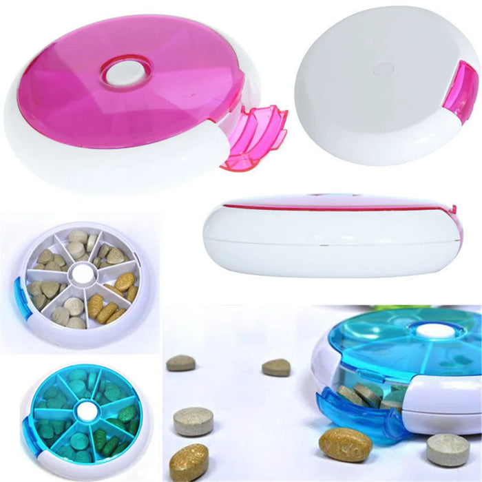 Weekly Rotating Pill Box Travel Pill Case Splitter Pill Organizer Medicine Box 7 Day Pill Cutter Tablet Container Pastillero