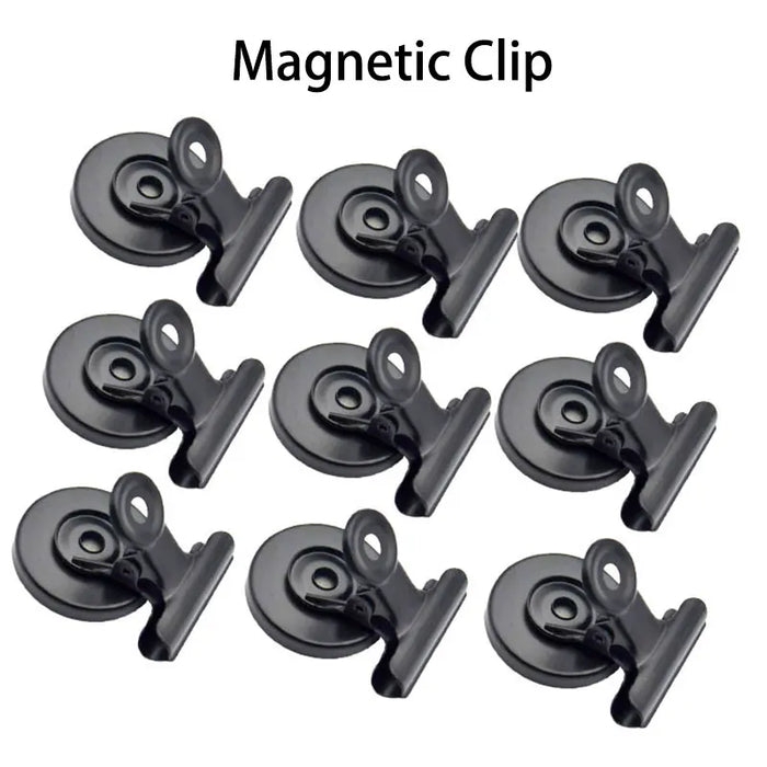 6pcs Black/Silver 30mm Metal Round Magnetic Clips for Fridge Magnets Wall Recipes Memo Note Message Holder Clamp Office Supplies