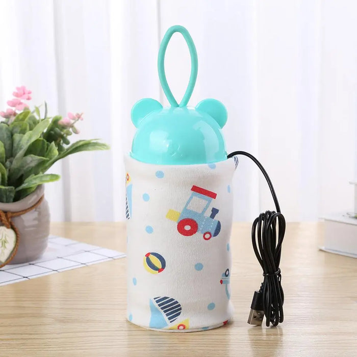 Portable Baby Bottle Warmer Heater Cotton Printed Infant Feeding Milk Cup USB Bottle Storage Bag Warmer Baby Feeding Tools