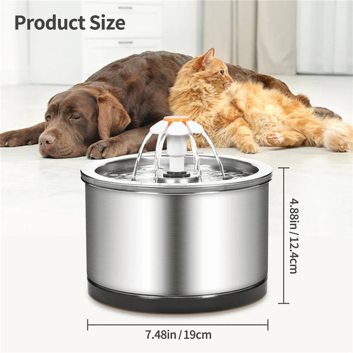 2L Automatic Drinking Fountain With Fountain Filter Drink Fountain Pet Stainless Steel Drinking Fountain Cat Dog Water Supplies