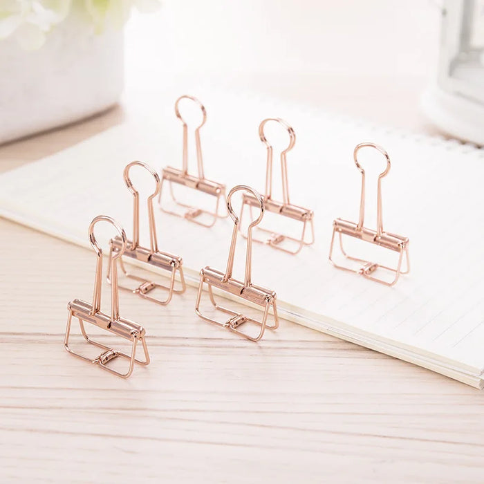 6/8 Pcs/Set Rose Gold Paper Clips Metal Hollowed Binder Clip Office School Supply File Organizer Creative Stationery Gifts