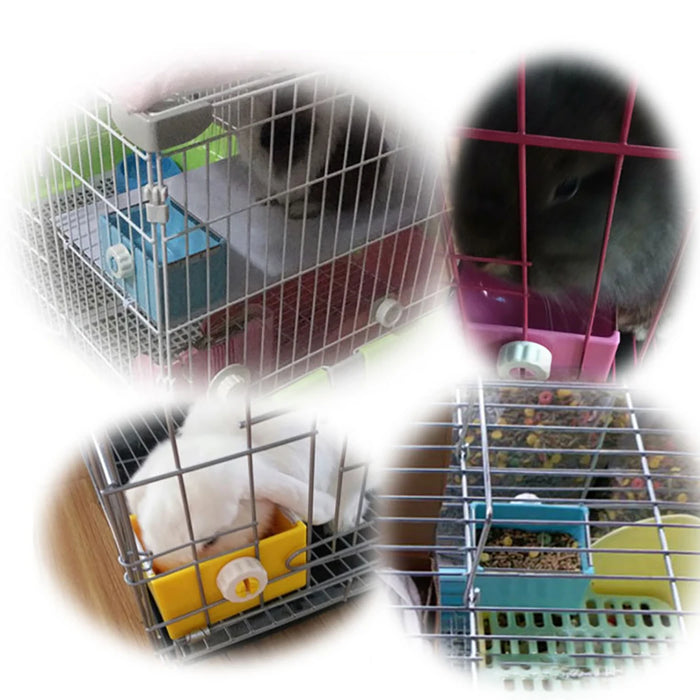 Pet Feeding Bowl Rectangle Plastic Fix Cage Food Water Feeder Bowl For Rabbits Cats Bird Pet Food Bowls Dropshipping