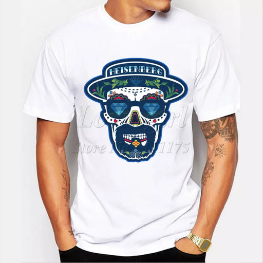 TEEHUB  Newest men's fashion breaking bad Heisenberg skull t-shirt Harajuku funny tee shirts Hipster O-neck cool tops