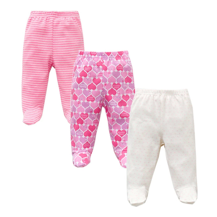 3PCS/Lot Spring Autumn Footed Baby Pants 100% Cotton Baby Girls Boys Clothes Unisex Casual Bottom PP Pants Newborn Baby Clothing