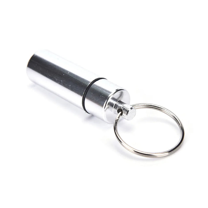 1PCS Medicine Pill Box Case Silver Waterproof Aluminum Drug Organizer Keychain Tablet Pillbox Container Stash Holder