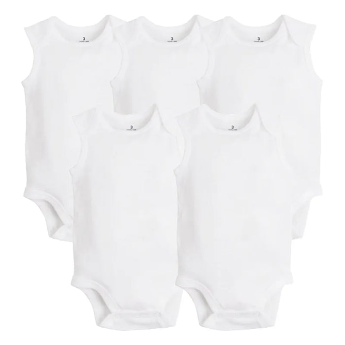 5 PCS/LOT Newborn Baby Clothing 2023 Summer Sleeveless Baby Boy Girl Clothes 100% Cotton White Kids Baby Bodysuits & Jumpsuits