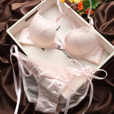 New sexy lace Beauty Back Bra bowknot fashion bra set vs sexy underwear sexy women bra set gathered push up bra brief set