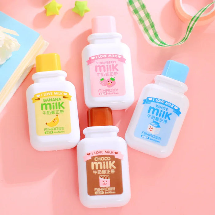 Novelty Milk Bottle Kawaii White Out Corrector Practical Correction Tape Diary Stationery School Supply