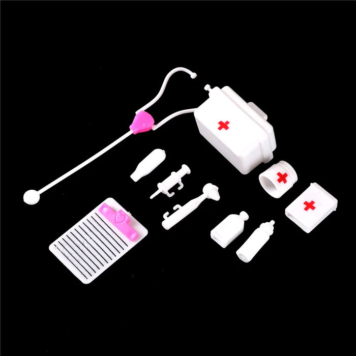 10pcs/Set Kids Toys Doctor Set Baby Pretend Play Suitcases Medical kit Simulation Medicine Box with Doll Girl Toy For Children