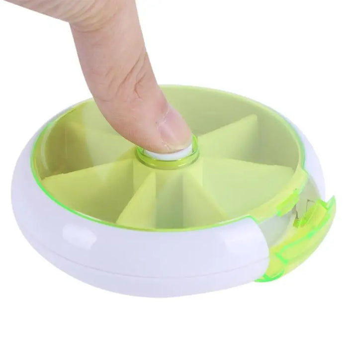 7 Days Weekly Round Pill Case Portable Medicine Organizer Button Rotary Pills BoxTravel Medicine Holder Storage Container