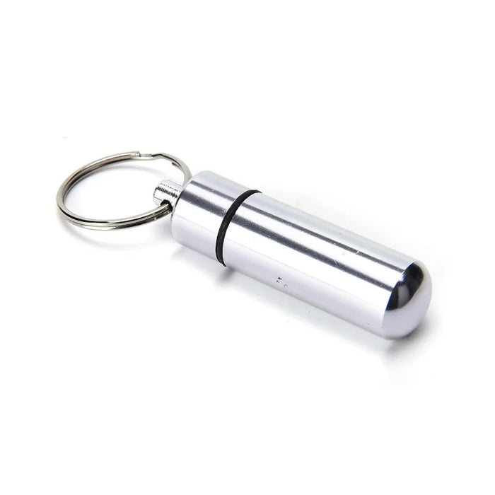 1PCS Medicine Pill Box Case Silver Waterproof Aluminum Drug Organizer Keychain Tablet Pillbox Container Stash Holder