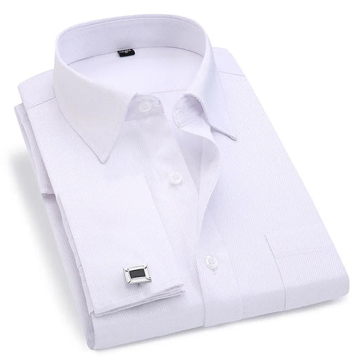 Men French Cuff Dress Shirt 2022 New White Long Sleeve Casual Buttons Shirt Male Brand Shirts Regular Fit Cufflinks Included 6XL