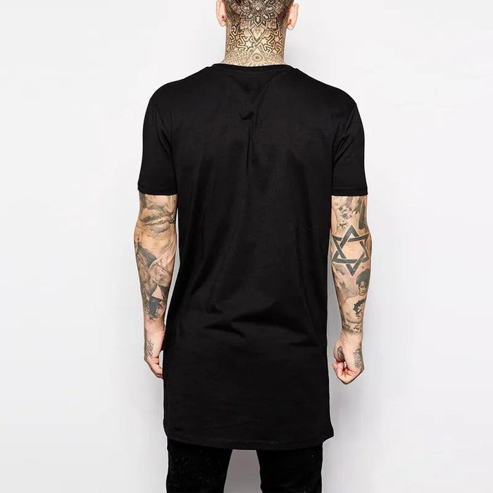 2024 Brand New Clothing Mens Black Mens Long T shirt Tops Hip Hop Man T-shirt Short Sleeve Casual Men Tee shirts For Male