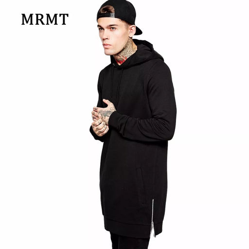 2024 Streetwear Men's Long Black Hoodies Sweatshirts Feece extra long Hoody Side Zip Longline Hip Hop elongated for men Hoodie