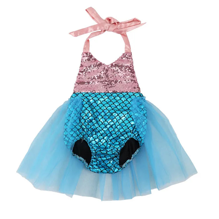 Baby Girls Sequins Tutu Summer Mermaid Baby Rompers One-Pieces Multi Color Toddler Baby Clothing Girl Rompers