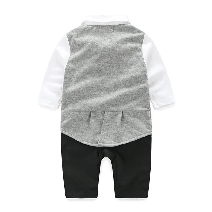 2023 New Baby Boys Clothes In Spring And Autumn Baby Pure Cotton Romper Gentleman Bow Tie Piece Jumper Long Sleeve Baby Clothing