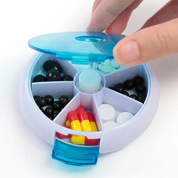 7 Days Weekly Round Pill Case Portable Medicine Organizer Button Rotary Pills BoxTravel Medicine Holder Storage Container