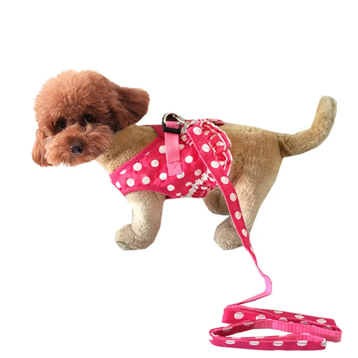 Luxury Girl Dot Pattern Design Pet Dogs Chest Harness Dog Leash Small Puppy Supplies