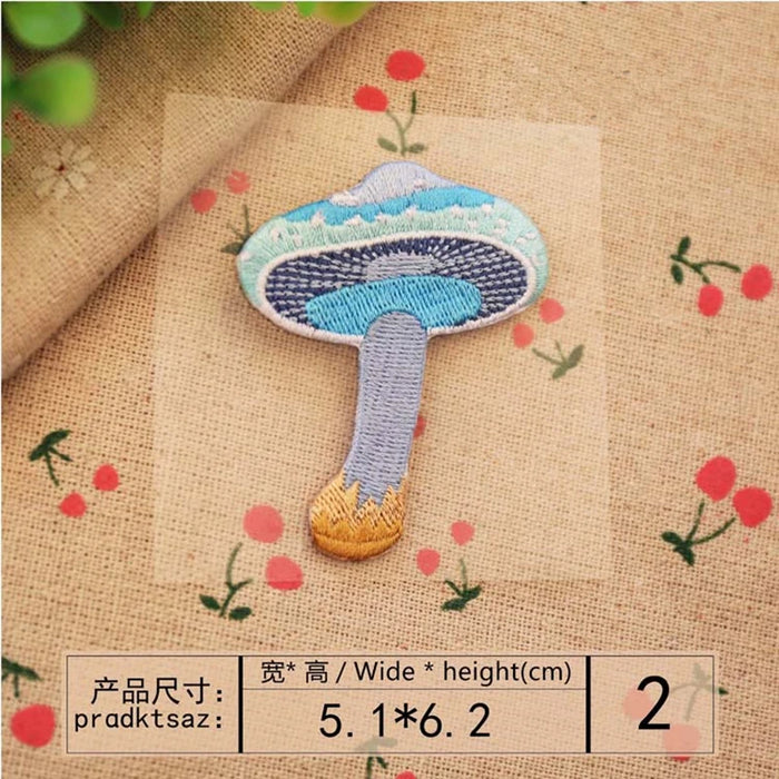 AHYONNIEX 1 Piece Iron On Embroidery Patches Small Mushroom Parches for Baby Clothing Applique Patch DIY Clothes Cute Stickers