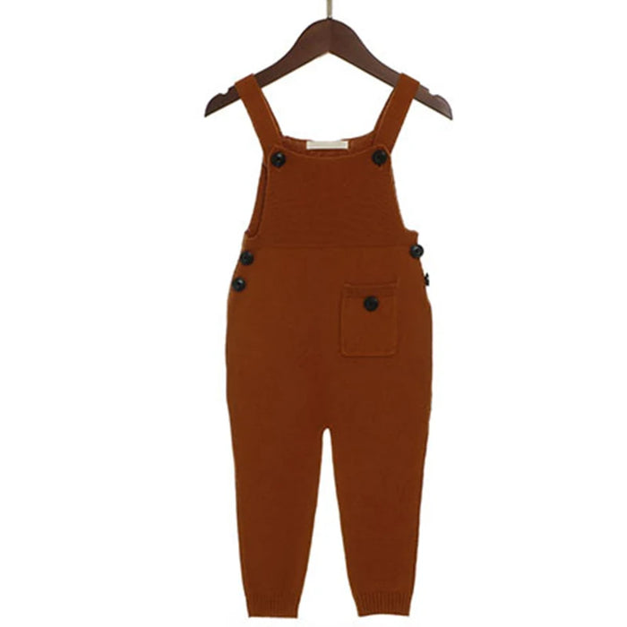 2023 New Children Kids Overalls Harem Pants Boys Girls Pocket Knitted Overalls Jumpsuits Baby Clothing Jumpsuits Girls Overall