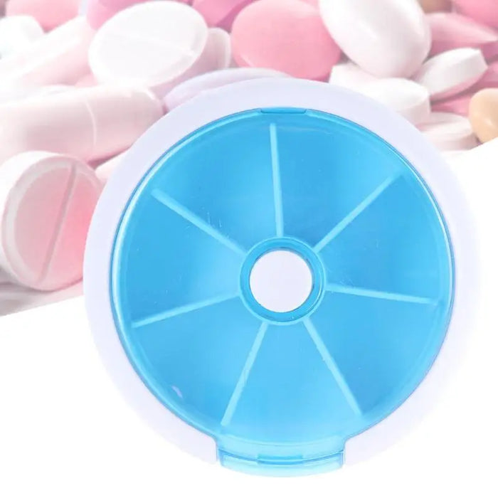 7 Days Weekly Round Pill Case Portable Medicine Organizer Button Rotary Pills BoxTravel Medicine Holder Storage Container