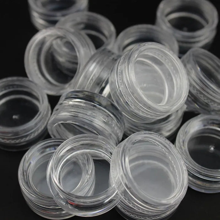 10Pcs Plastic Mini Cosmetic Manicure 3g Empty Jar Pot Nail Art Rhinestone Gems Powder Container Refillable Bottles