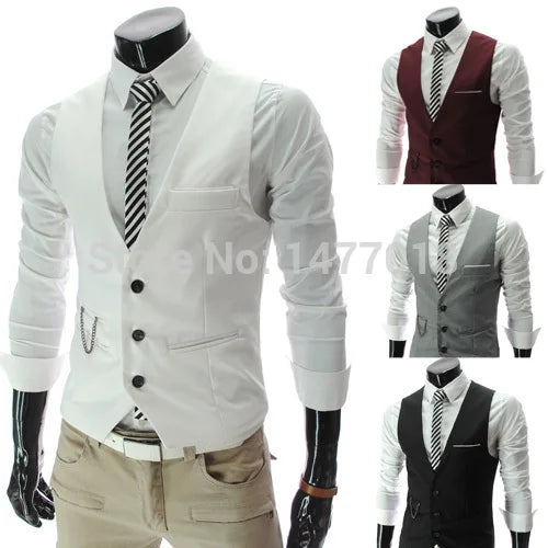 2024 New Arrival Dress Vests For Men Slim Fit Mens Suit Vest Male Waistcoat Gilet Homme Casual Sleeveless Formal Business Jacket