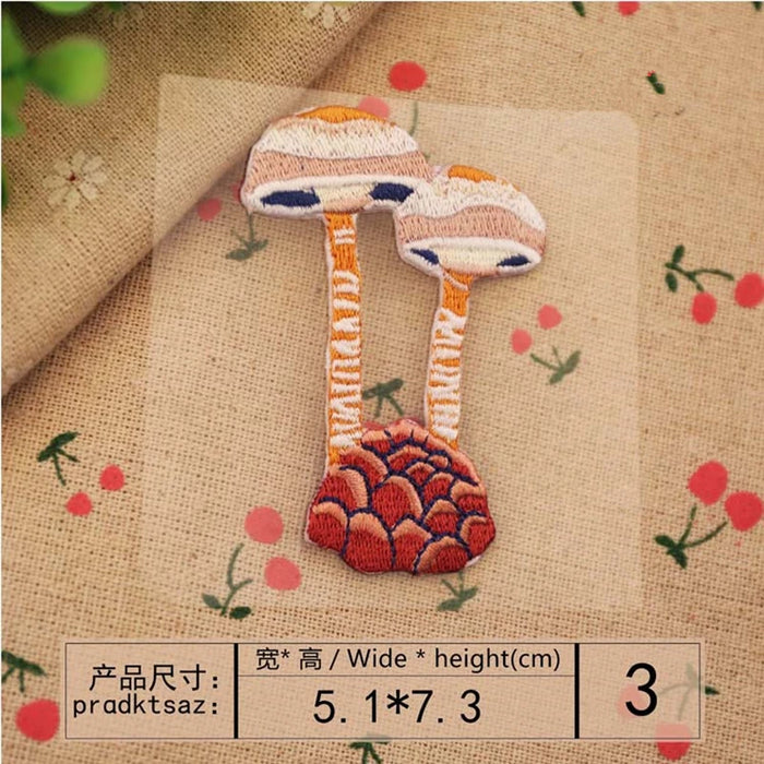 AHYONNIEX 1 Piece Iron On Embroidery Patches Small Mushroom Parches for Baby Clothing Applique Patch DIY Clothes Cute Stickers