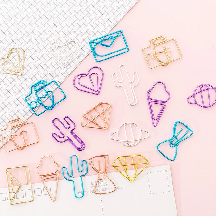 10 PCS Cute LOVE Modeling Bookmark Paper Clip School Office Supply Metal Plating Rose Gold Paper Clip Gift Stationery