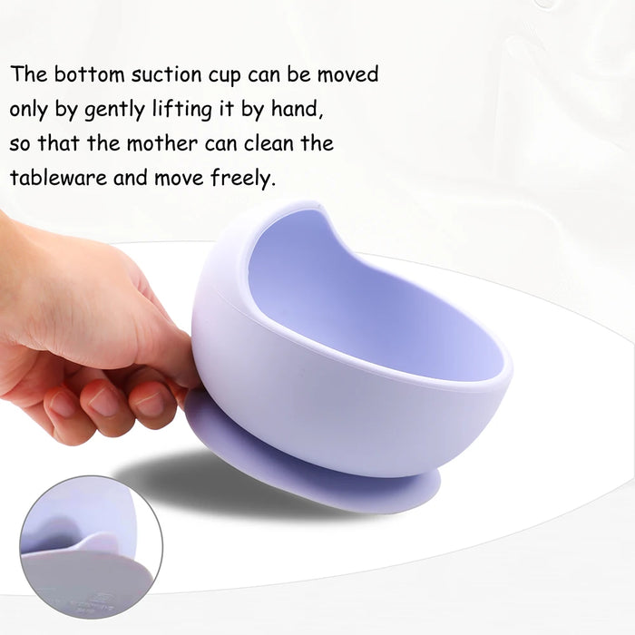 5Pcs/1Set Silicone Baby Feeding Bowl Tableware Waterproof Spoon Non-Slip Crockery BPA Free Silicone Dishes for Baby Tableware