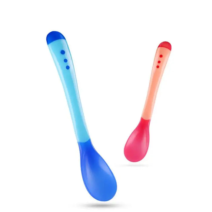 1Pcs Baby Feeding Slip-resistant Tableware Temperature Sensing Silicon Spoon Dinnerware Cutlery Utensils Solid Feeding Newborn