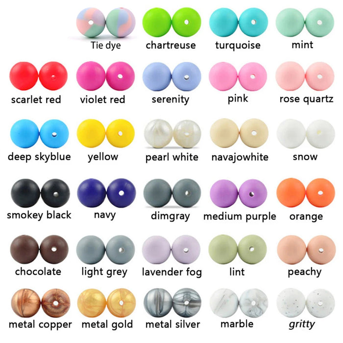 9mm Round Silicone Beads BPA Free Wholesale 50pcs Pacifier Clip Chain Accessories Baby Care Teething Toddlers Toys Necklace DIY