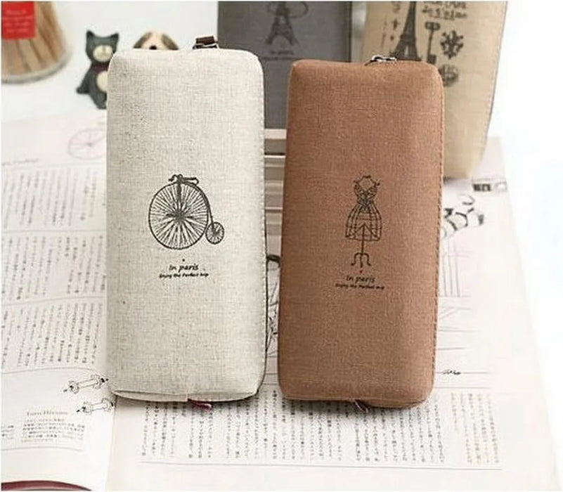 Retro towers linen pencil bag students Paris style pencil cases School Supply Promotional Gift Stationery