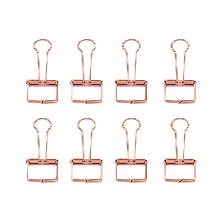 6/8 Pcs/Set Rose Gold Paper Clips Metal Hollowed Binder Clip Office School Supply File Organizer Creative Stationery Gifts