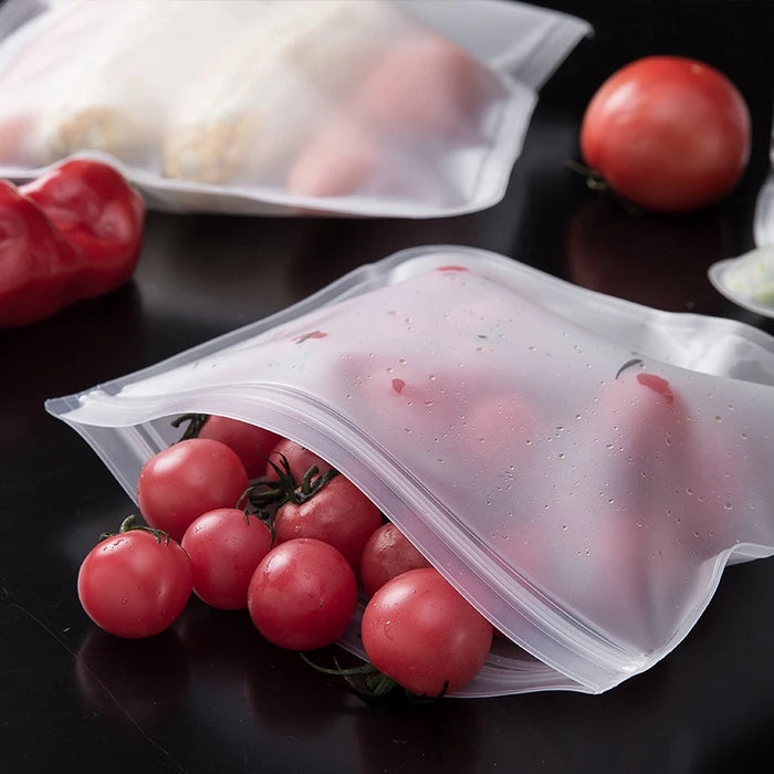 Kitchen Accessories Fruit and vegetable Silicone Bag Reusable Fresh-keeping Sealed Bag Refrigerator Food Storage Ziplock Bag