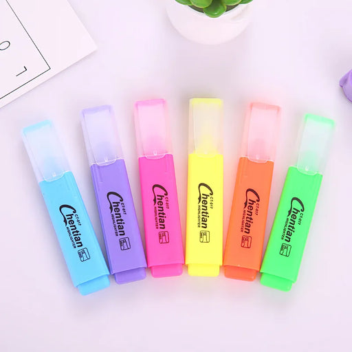 6 Colors Cute Highlighter Pen Pastel Chalk Marker Japanese Fluorescent pens Colorful School Supplies Wholesale Korean stationery