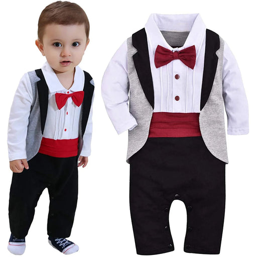 2023 New Baby Boys Clothes In Spring And Autumn Baby Pure Cotton Romper Gentleman Bow Tie Piece Jumper Long Sleeve Baby Clothing