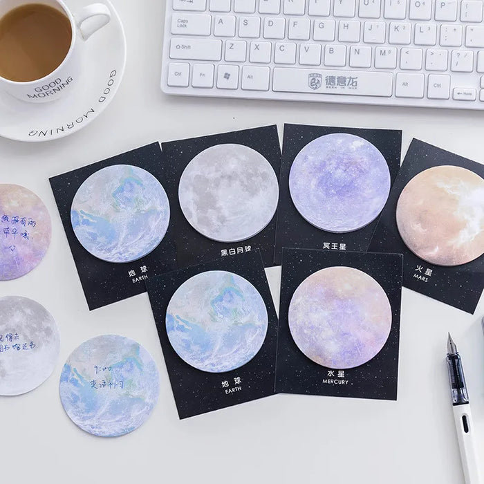 1Pcs/Pack Stationery Stick Planet Earth Pluto Moon Mini Memo Pad N Times Sticky Notes School Supply Bookmark Label 30 Sheets