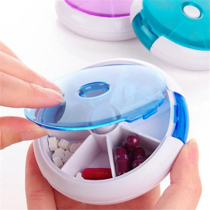 Weekly Rotating Pill Box Travel Pill Case Splitter Pill Organizer Medicine Box 7 Day Pill Cutter Tablet Container Pastillero