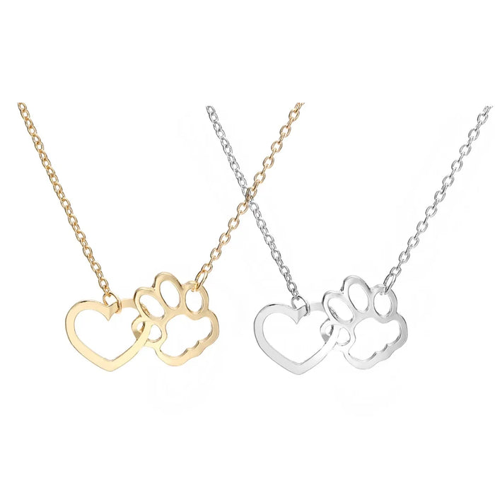 Hollow Pet Paw Footprint Necklace